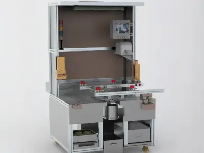 Spraying-manual-table electronic machine with computer 3D model