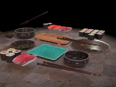 Sushis Set Pack Low-poly 3D model