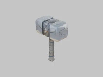 Medieval Lowpoly Gigantic Battle hammer Stone Low-poly 3D model