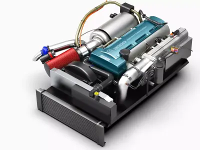 2JZ GTE VVTi Turbo Straight 6 Engine Low-poly 3D model