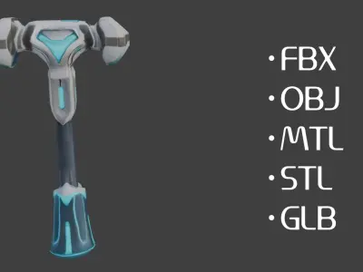 Low Poly Cyber Hammer Low-poly 3D model