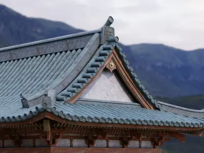 Japanese Modular Temple Low-poly 3D model