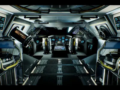 Space kit spaceships planets UE Low-poly 3D model