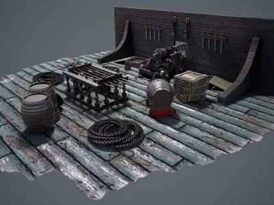 Vessel cannon 3D model Low-poly 3D model