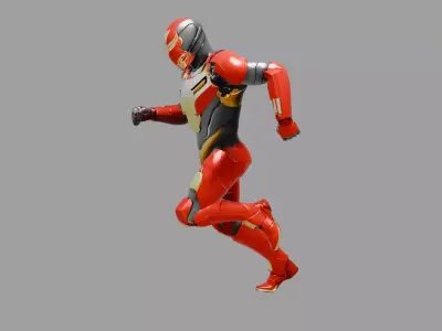 Red Gold SciFi Superhero Armor Low-poly 3D model