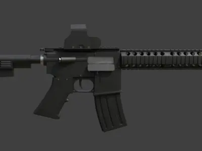 Detailed Modular AR-15 Assault Rifle Black Edition Low-poly 3D model