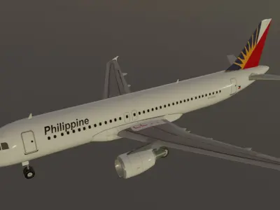 Philippine airlines airbus a320-214 low poly 3d model Low-poly 3D model