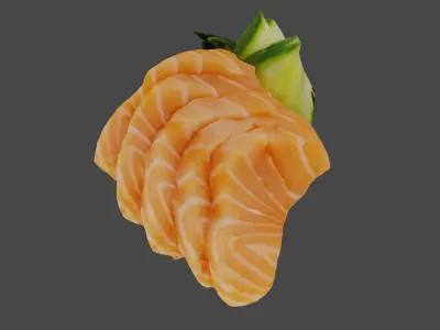 Sashimi realistic 3d model salmon Low-poly 3D model