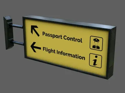 Airport Sign Board 001  Low-poly 3D model