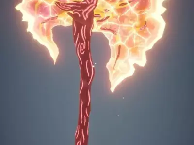 Stylized Crystal Axe with custom shader Unity - URP and VRChat Low-poly 3D model