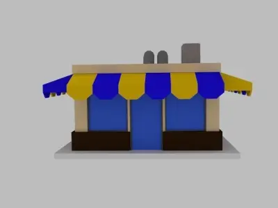 Cartoon Cafe Low-poly 3D model