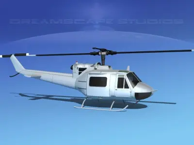 Bell UH-1B Iroquois Bare Metal 3D model