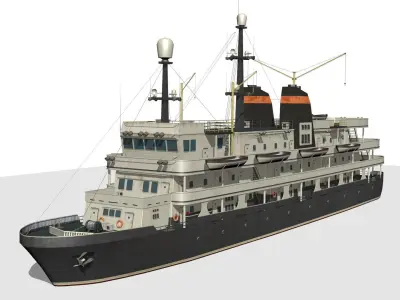 old steamboat Low-poly 3D model