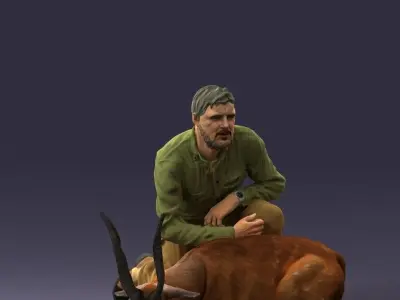 Hunter and antelope 0112 3D model