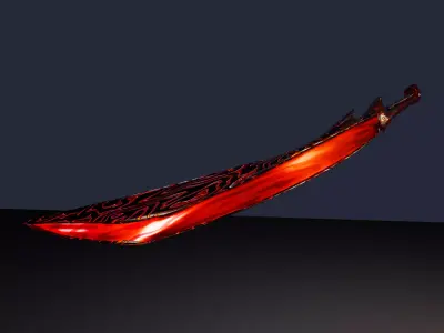 Stylized Blood Sword Low-poly 3D model