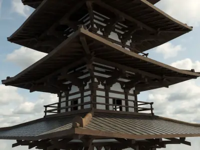 Pagoda japanese Low-poly 3D model