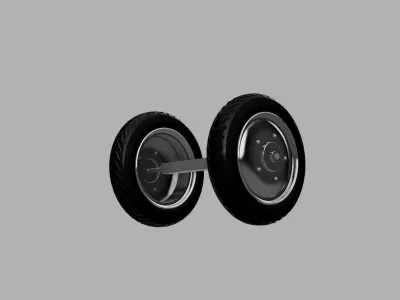 Tyre and axle 3D model