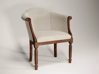 3D armchair chair with fabric and wooden legs Free 3D model
