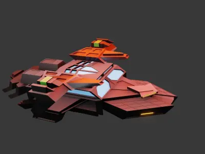 Low poly Battle spaceship model free blender Free low-poly 3D model