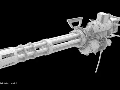 M134 Minigun Clean Low-poly 3D model