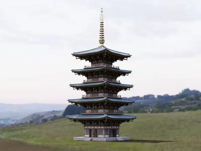 Japanese Modular Pagoda 2 Low-poly 3D model