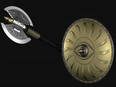 Shield and axe eye vengeance 3D model