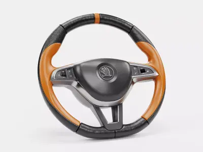 Brown Cover Steering Wheel 3D model