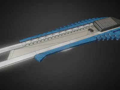 Box Cutter Lowpoly Blue Plastic - Gameready - PBR Textures Low-poly 3D model