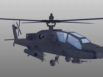 Boeing AH-64 Apache low poly 3d model Low-poly 3D model