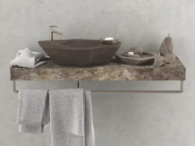 Stone rock washing bathroom 3D model