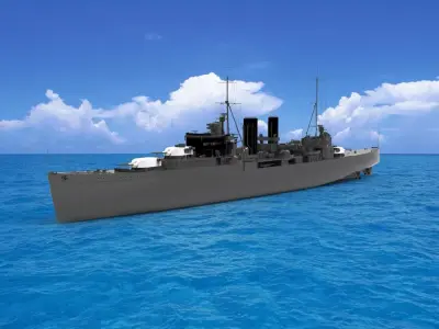 HMS Exeter York-class heavy cruiser 3D model