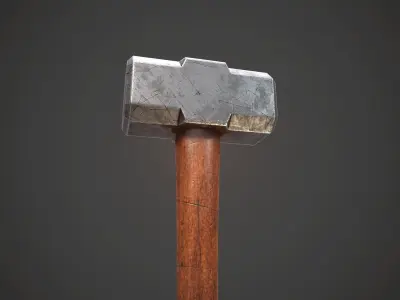 Sledge Hammer Lowpoly 3D model with PBR Low-poly 3D model