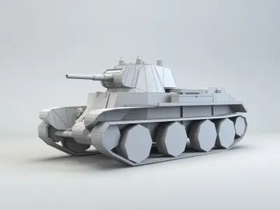 Low Poly BT-7 light cavalry tank Low-poly 3D model