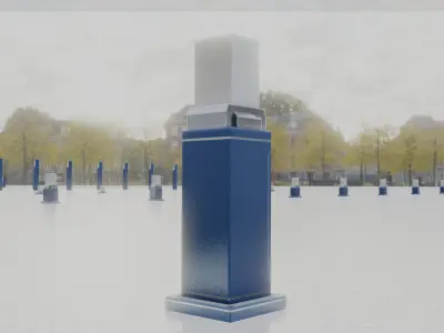Street Light 8 Bollard 500mm Futuristic Blue Version 3 Low-poly 3D model