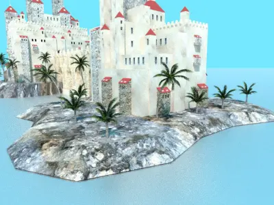 low poly sea castle Low-poly 3D model