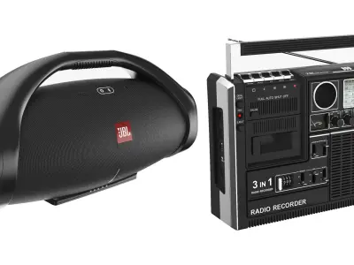Cassette Player And JBL Boombox 3D model
