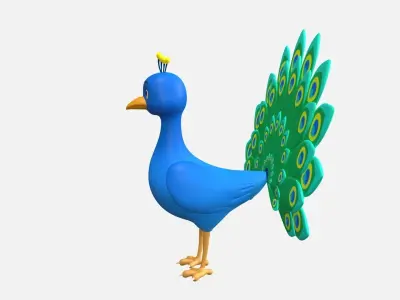 Cartoon Peacock 3D model