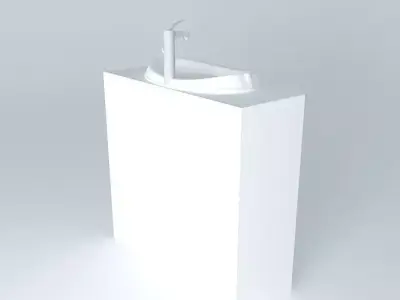 White modern sink  Free 3D model