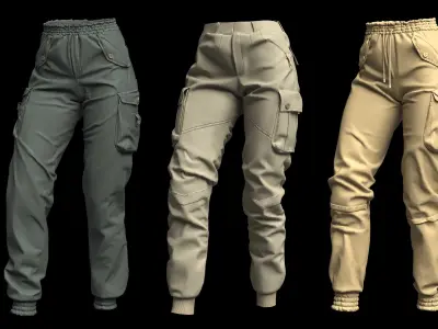 3 CARGO PANTS Low-poly 3D model