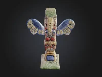 Kwakwaka wakw Totem - Low-poly Model PBR and 2K Textures Low-poly 3D model