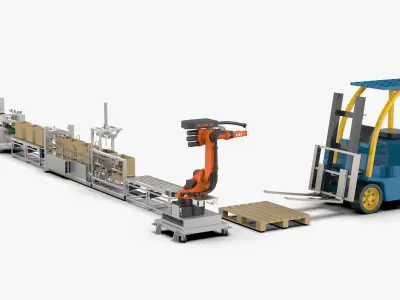 Automatic Carton Unpacking Packing and Palletizing Machine 3D model