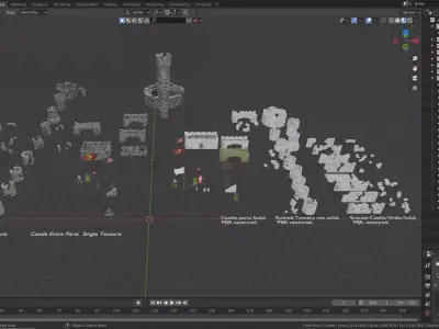 Ruined Castle Kitbash Set 153 parts 3D model 3D model