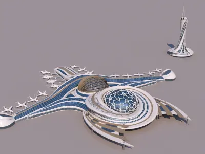 0303 - Airport Architecture Building - 2D Drawings - 3D Files 3D model