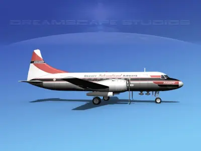 Convair CV-340 Braniff 3D model
