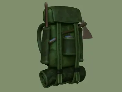 Forest Camouflage Backpack - Character Military Low-poly 3D model