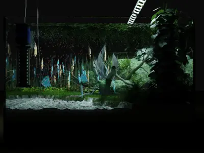 Aquarium fish tank with plants in it 3D model