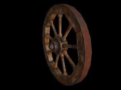 Wagon Wheel 8 Low-poly 3D model