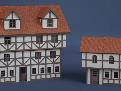 Stylized Modular European Building Kit 3D model