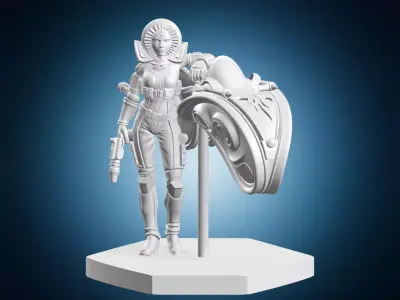 Female Astronaut in Advanced Sci-Fi Spacesuit 3D print model
