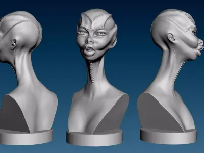 Alien Girl Head for 3D Print 3D print model